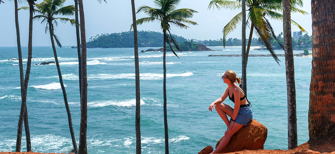 Sunset over the beach in Sri Lanka