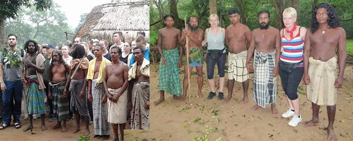 Tourists with local tribe in Sri Lanka